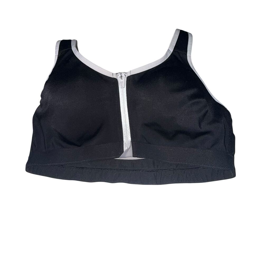 Victoria’s Secret Knockout Front Zip Racerback Sports Bra 32D Gymcore BK WH